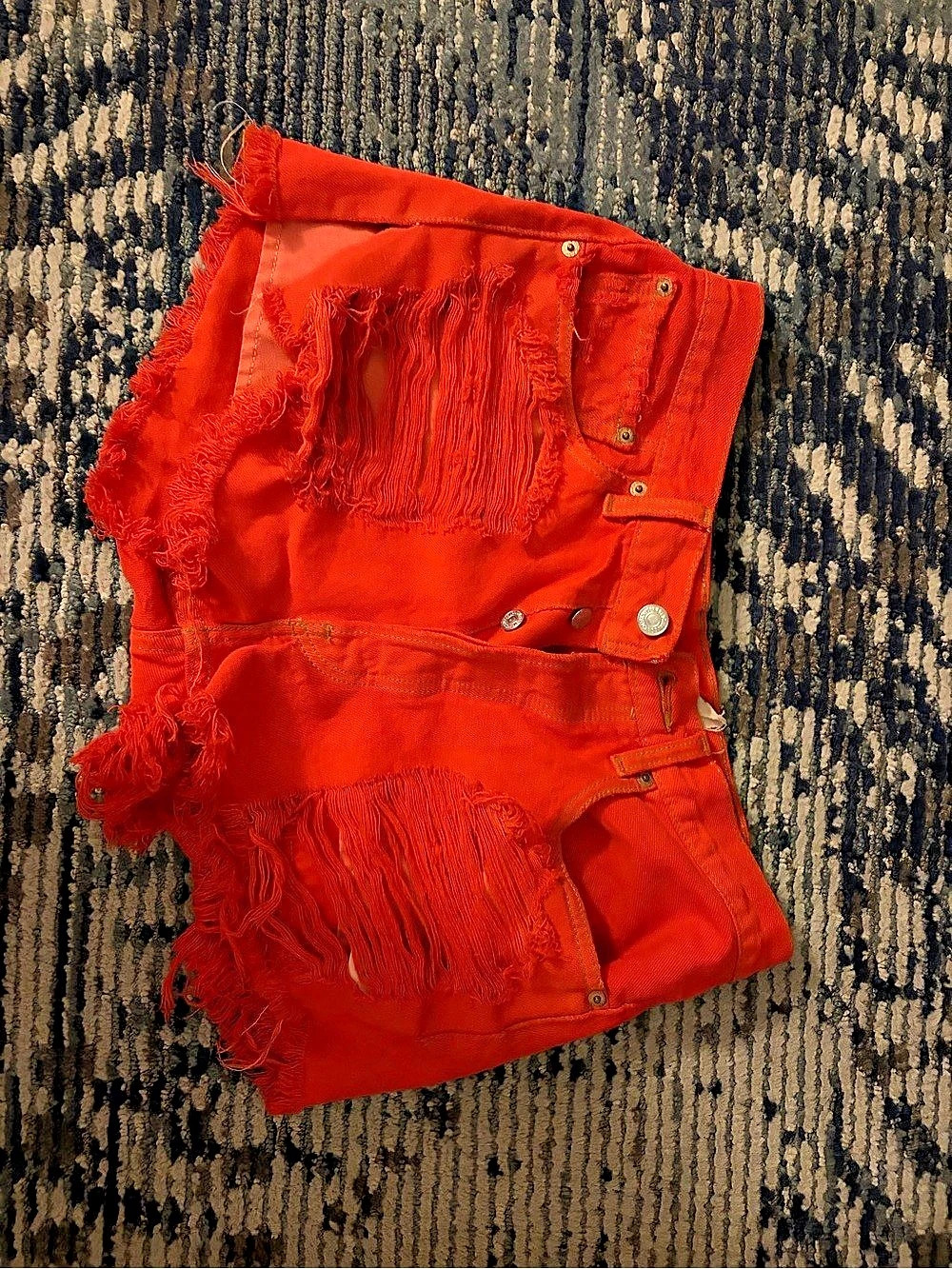 Furst of a Kind Distressed Jean Shorts in Red